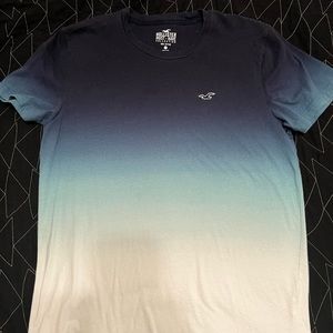 HOLLISTER Boys T-shirt Navy-Teal-White Fade design Sz S